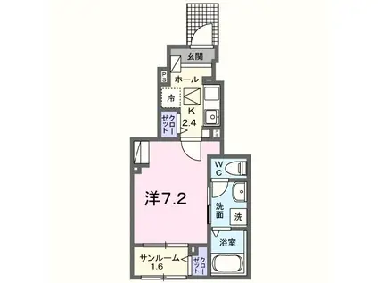 カーサ ラ ルーチェ II(1K/1階)の間取り写真