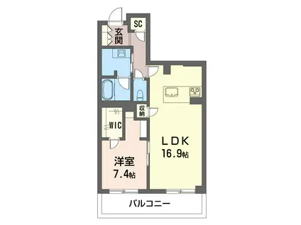 パークビュー湘南辻堂(1LDK/2階)の間取り写真