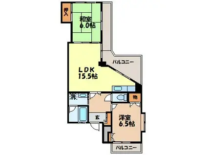 ノーバヒルズ(2LDK/5階)の間取り写真