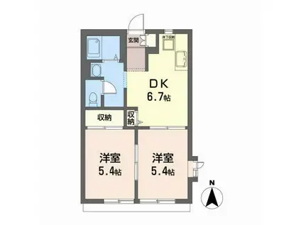 ディアスK(2DK/1階)の間取り写真