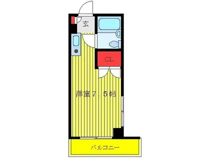 渡辺ハイツ(ワンルーム/1階)の間取り写真