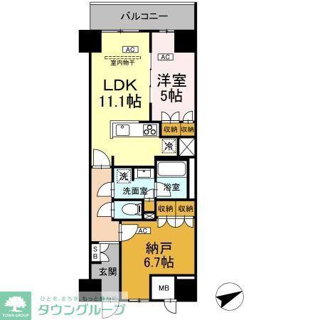 サンジョイアゼロ(1SLDK/5階)の間取り写真