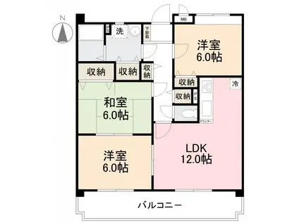 ローザ・クオーレII(3LDK/2階)の間取り写真