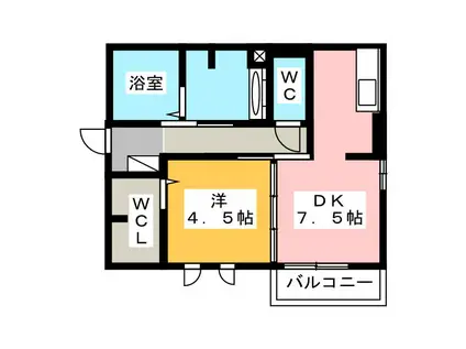 サンライフ A棟(1DK/1階)の間取り写真