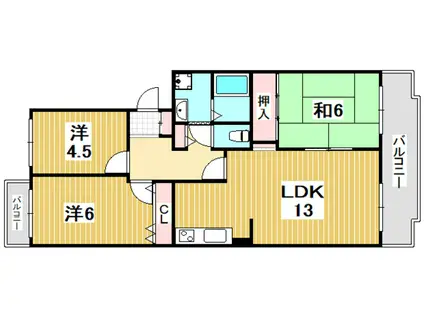 マッティーナ神戸壱番館(3LDK/4階)の間取り写真