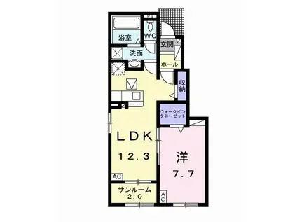 プロスペリタ河渡長良川 N(1LDK/1階)の間取り写真