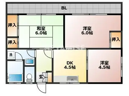 グランドマンション(3DK/6階)の間取り写真