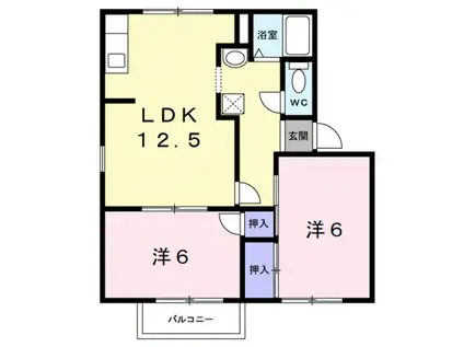 タウニイ梅原II(2LDK/2階)の間取り写真
