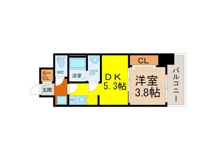 プレサンス名駅南エディフィス(1DK/15階)の間取り写真