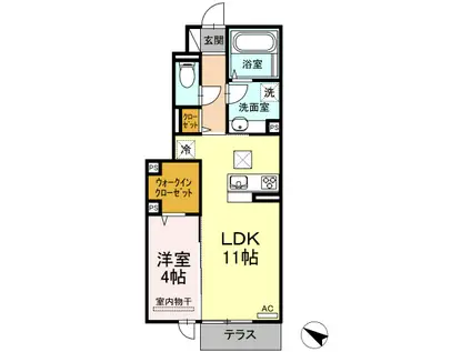 シェノア宮内(1LDK/1階)の間取り写真