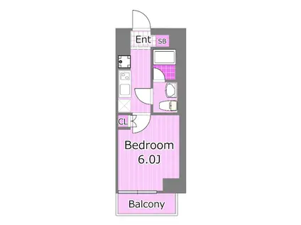 スクエアシティツルミリバーサイド(1K/2階)の間取り写真