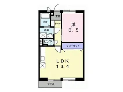 エルディムII(1LDK/1階)の間取り写真