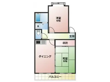 エレガンスヴィラ清武(2DK/3階)の間取り写真