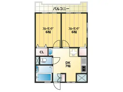 三信マンション(2DK/10階)の間取り写真
