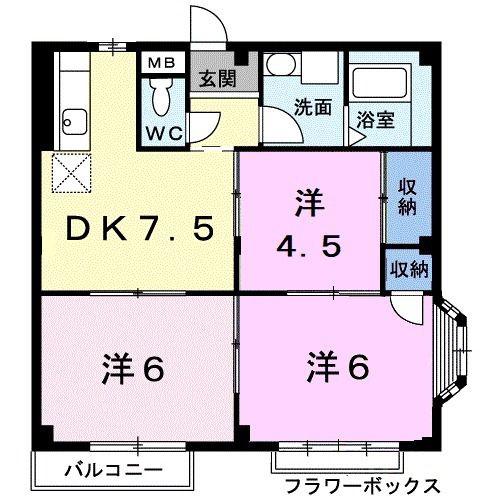 エルディムABE・A(3DK/1階)の間取り写真