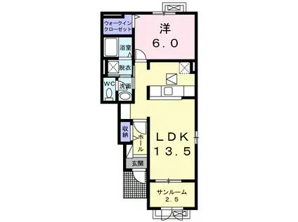 セレノII(1LDK/1階)の間取り写真