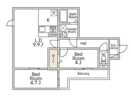 デュエット横浜高田(2LDK/3階)の間取り写真