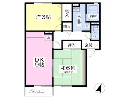 アクセスコモードB棟(2DK/2階)の間取り写真