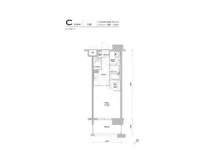 エンクレスト大博通APEX(1K/9階)の間取り写真