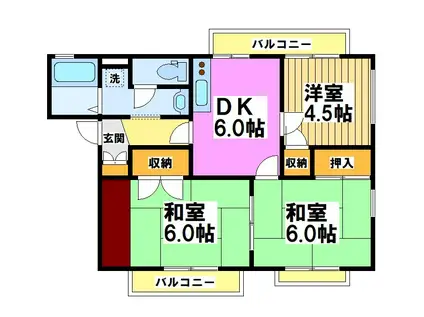 ツインパレス深大寺(3DK/2階)の間取り写真