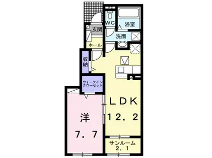 アリビオ I(1LDK/1階)の間取り写真