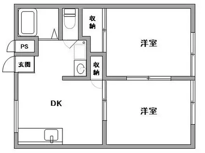 ハイツくにさき(2DK/1階)の間取り写真