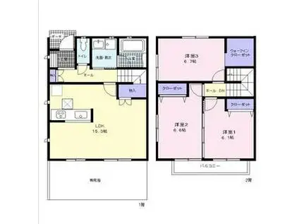 ラシック鷹匠(3LDK/1階)の間取り写真