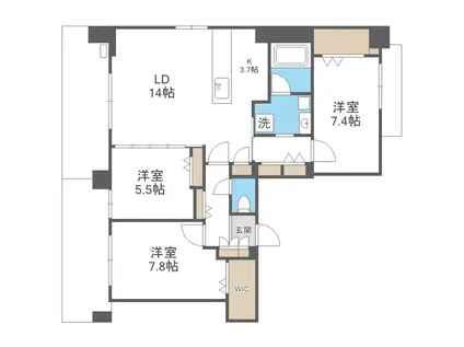 ジラフ大通西15プレミア(3LDK/11階)の間取り写真