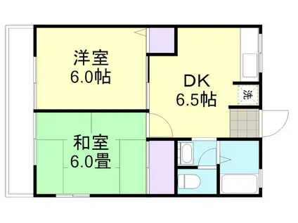 ワルツI(2DK/1階)の間取り写真