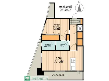 ヴァリエ東別院(1LDK/14階)の間取り写真