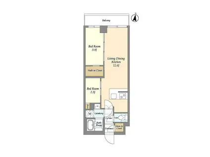 アジールコート練馬中村橋(2LDK/2階)の間取り写真