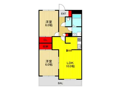 カーサ並木(2LDK/1階)の間取り写真