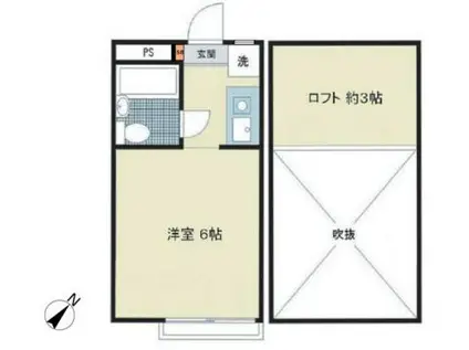 シャンブルドットつつじヶ丘(ワンルーム/1階)の間取り写真