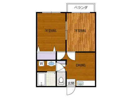 桜ハイツ(2DK/2階)の間取り写真