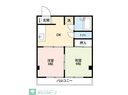 カーサハシモト(2DK/2階)の間取り写真