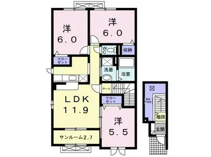 デイジーC(3LDK/2階)の間取り写真