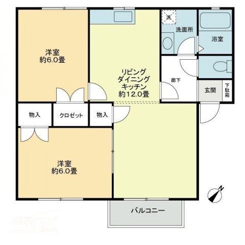メンバーズタウン讃岐富士A(2LDK/2階)の間取り写真