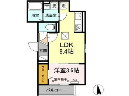 D-ROOM小倉(1LDK/1階)の間取り写真