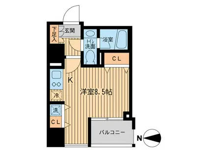 ウィルテラス千歳烏山(ワンルーム/6階)の間取り写真