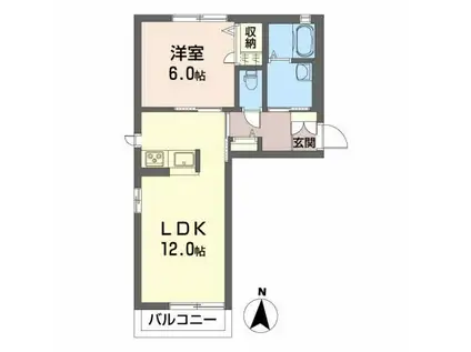 フランシーズ(1LDK/1階)の間取り写真