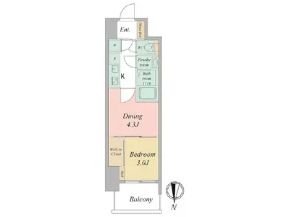 セレニテ東梅田アリエ(2K/8階)の間取り写真