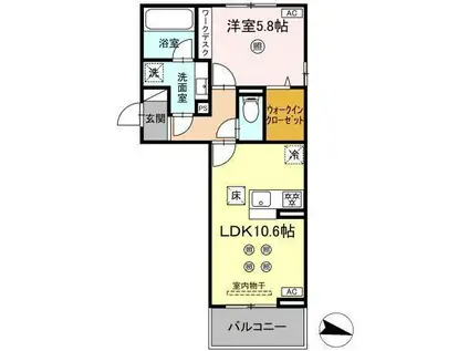 D-RESENA大橋I(1LDK/1階)の間取り写真