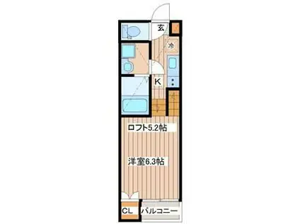 STATICE(1K/1階)の間取り写真