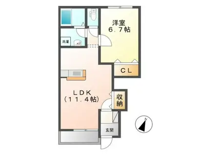 メゾン・エスポワール(1LDK/1階)の間取り写真