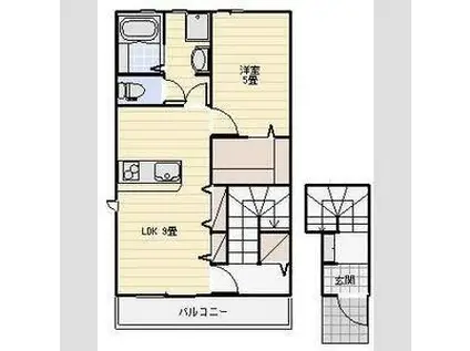 LOTUS河輪(1LDK/2階)の間取り写真