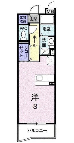 W・フォンターナ(ワンルーム/2階)の間取り写真
