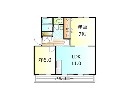 石原坂ハイツ(2LDK/3階)の間取り写真