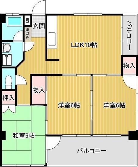 栄コーポラス(3LDK/4階)の間取り写真