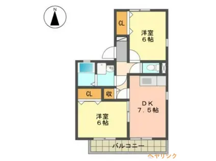 アウローラ(2DK/1階)の間取り写真