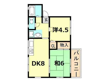 ひかりハイツ(2DK/1階)の間取り写真